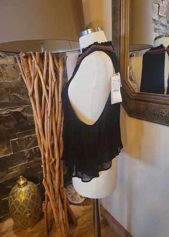 Boncuk İşlemeli Siyah Bohem Bluz - Görsel 2