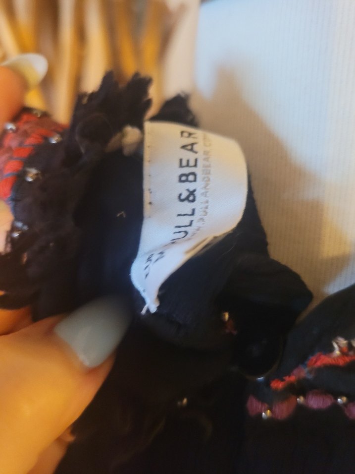 Boncuk İşlemeli Siyah Bohem Bluz - Görsel 5