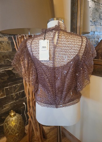 Boncuk İşlemeli, Kısa, Bohem Kadın Bluz - Görsel 3