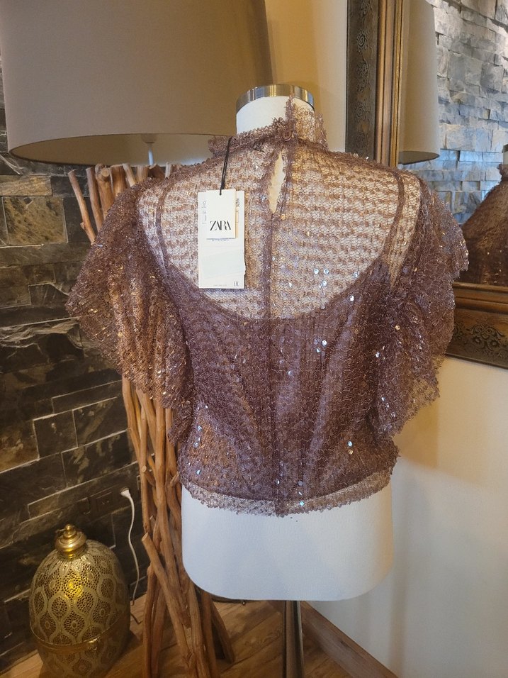 Boncuk İşlemeli, Kısa, Bohem Kadın Bluz - Görsel 3