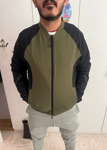 Under armuta Haki Siyah Fermuarlı Erkek Ceket - Görsel 2