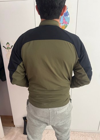 Under armuta Haki Siyah Fermuarlı Erkek Ceket - Görsel 5