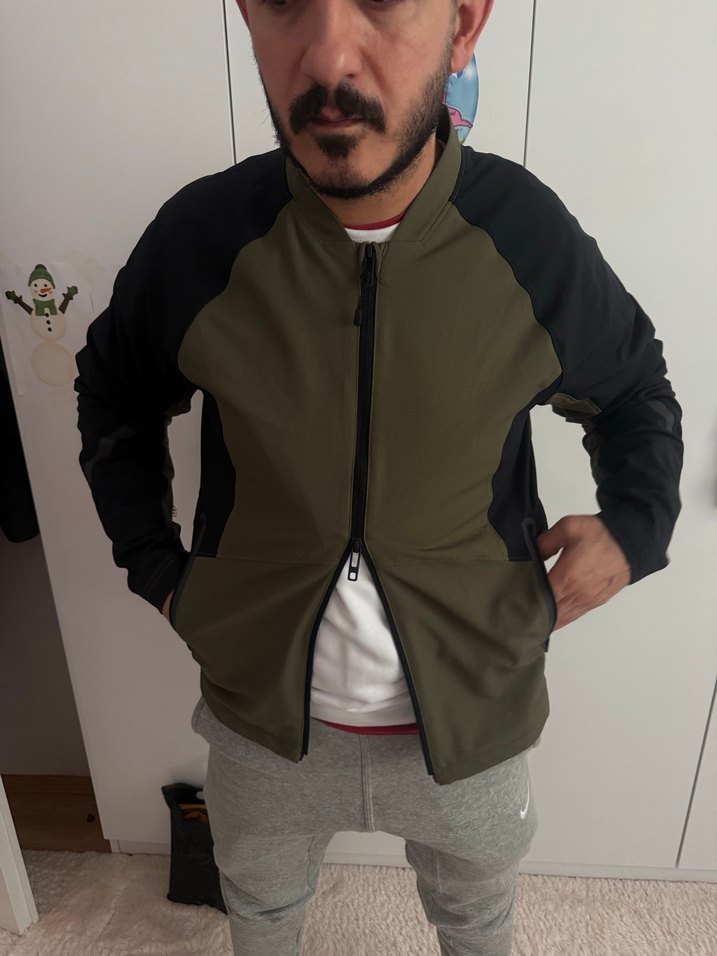 Under armuta Haki Siyah Fermuarlı Erkek Ceket - Görsel 3