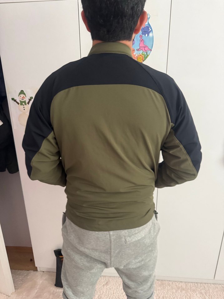 Under armuta Haki Siyah Fermuarlı Erkek Ceket - Görsel 5