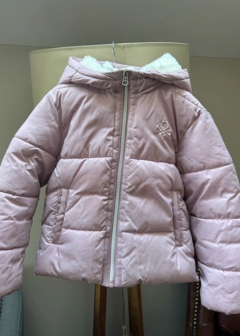Benetton Kız Çocuk Pudra Renk Kapüşonlu Mont
