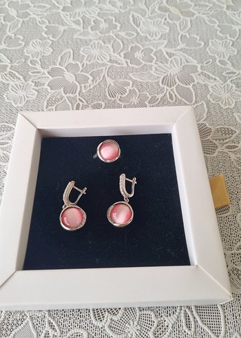 Pembe Parlak Taşlı Kadın Takı Seti