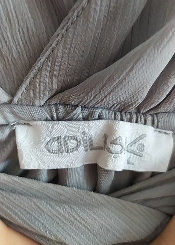 Adil Işık Drapeli V Yakalı Midi Gri Elbise