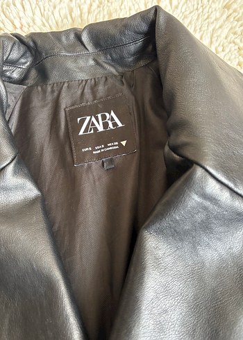 s Beden Zara Siyah Deri Biker Ceket