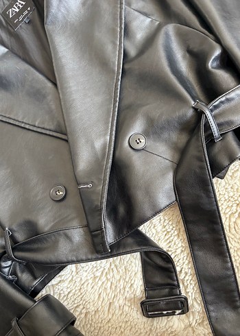 Zara Zara Siyah Deri Biker Ceket