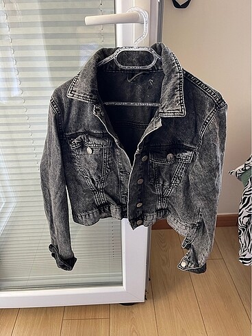 Koton koton gri jean crop ceket