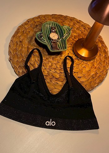 Alo Yoga Siyah Nakışlı Mini Bralet