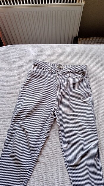 çizgili dar paça kadın kot pantolon 