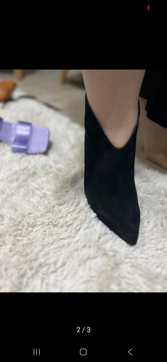 Siyah Süet Topuklu Kadın Bot - Görsel 2