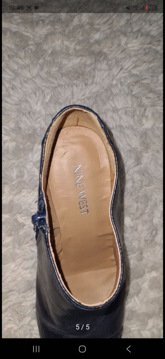 Lacivert Deri Stiletto Topuklu Kadın Bot - Görsel 4