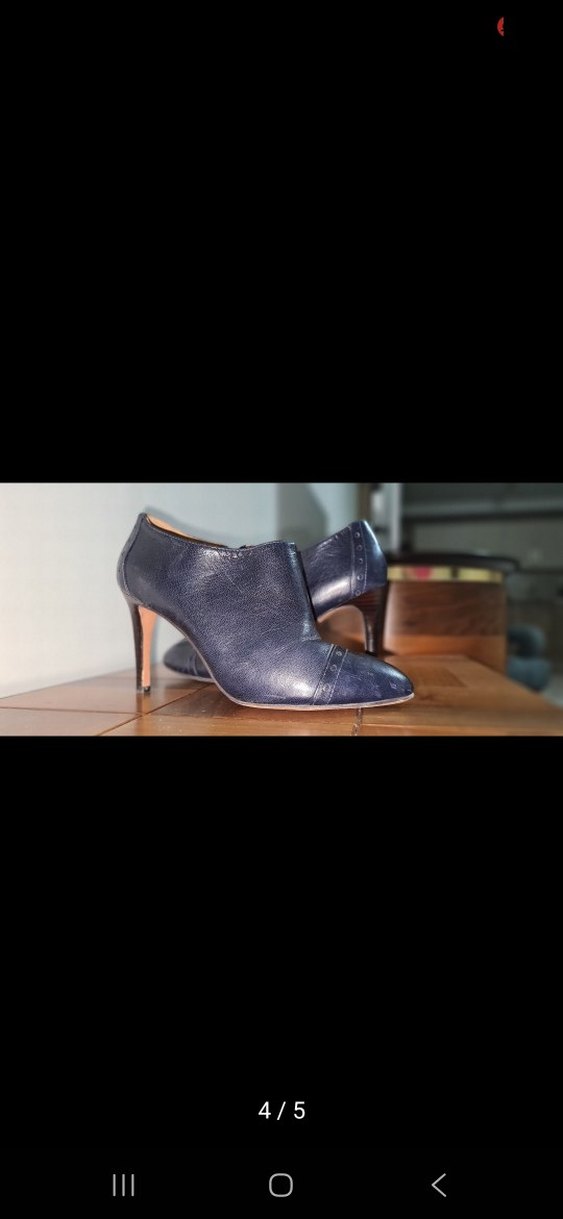 Lacivert Deri Stiletto Topuklu Kadın Bot - Görsel 3