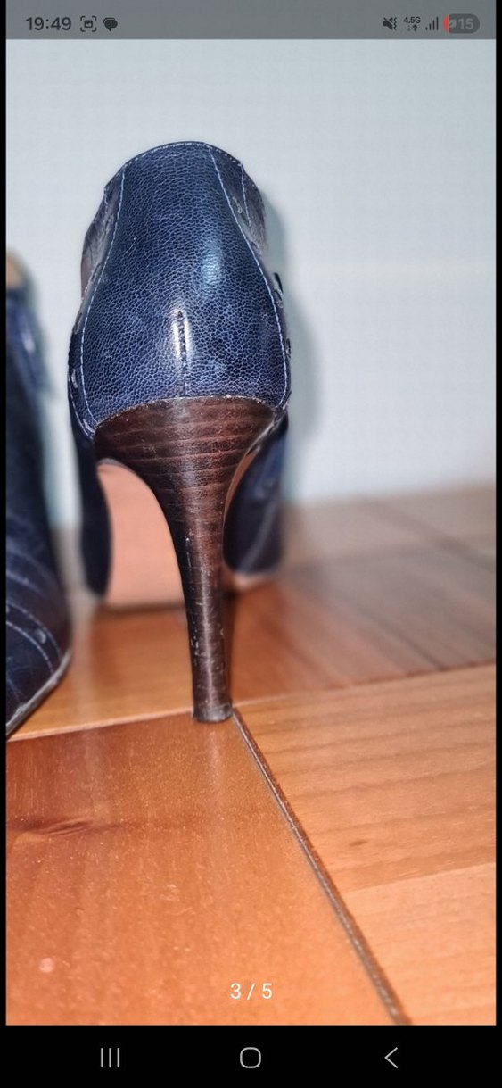 Lacivert Deri Stiletto Topuklu Kadın Bot - Görsel 2