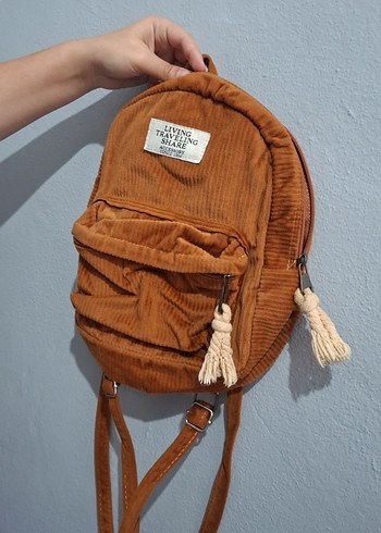 Diğer Kadife Corduroy Mini Sirt Cantasi