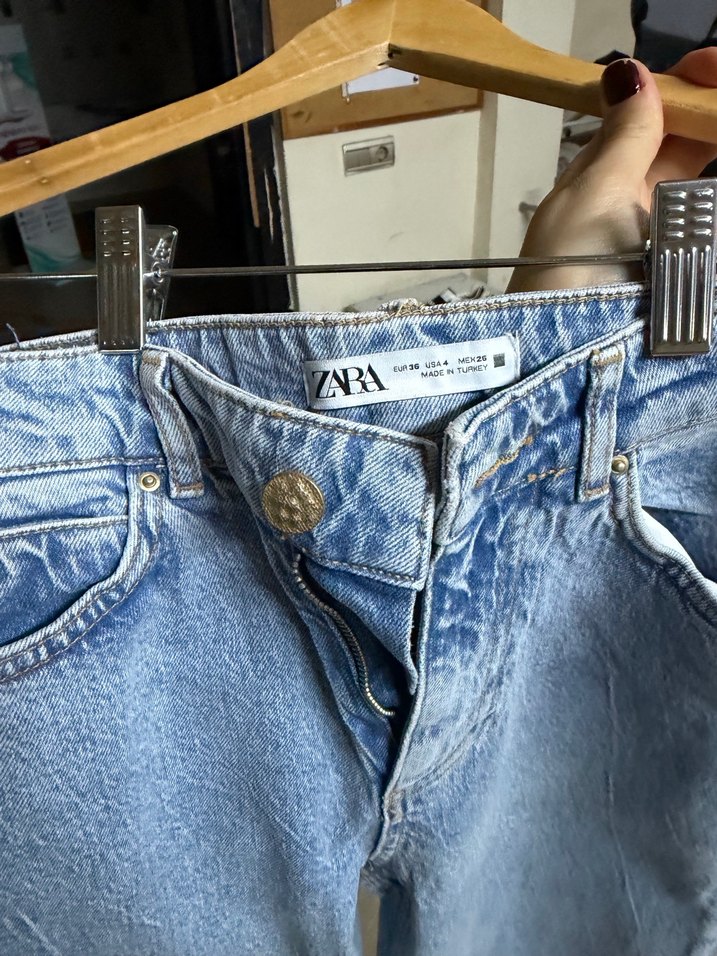 Kadın Mavi Midi Boy Regular Fit Denim Pantolon - Görsel 3