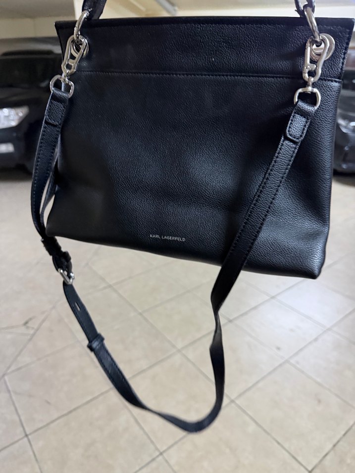 Karl Lagerfeld Siyah Zincir Detaylı Deri Çanta - Görsel 4