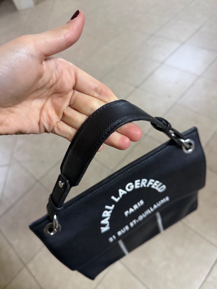 Karl Lagerfeld Siyah Zincir Detaylı Deri Çanta - Görsel 2
