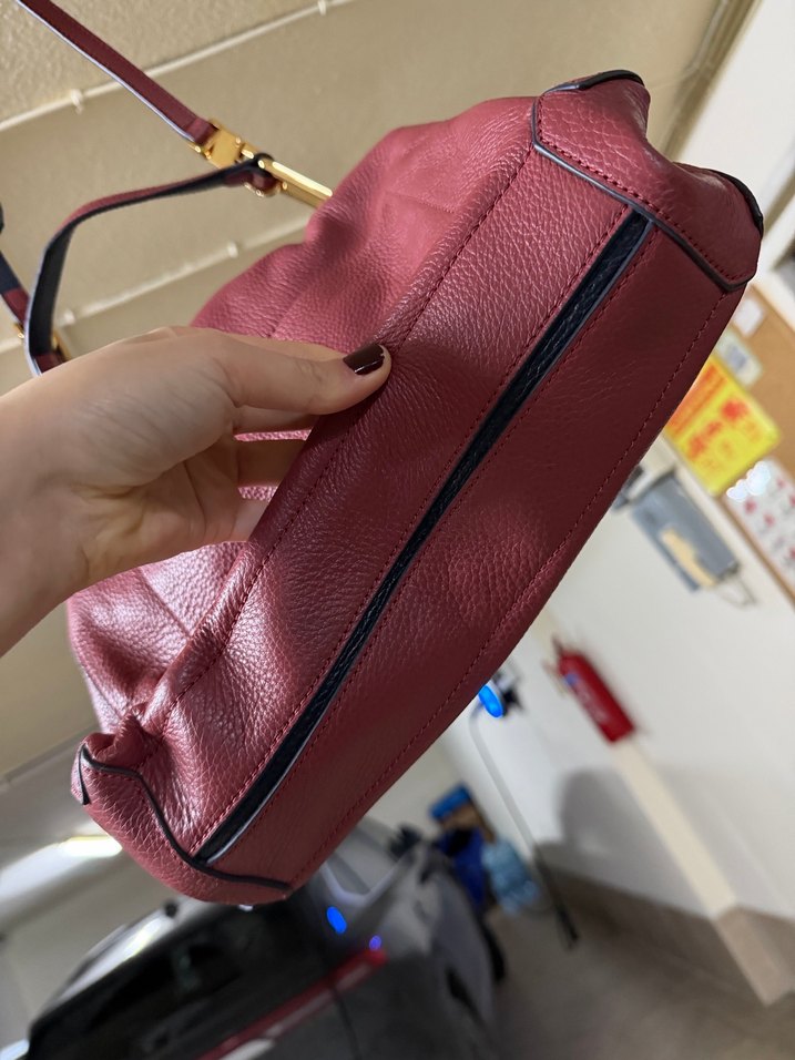 Bordo Deri Kadın Çanta Tokalı - Görsel 4