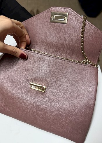 Bordo Deri Zincir Detaylı Kadın Çanta - Görsel 2