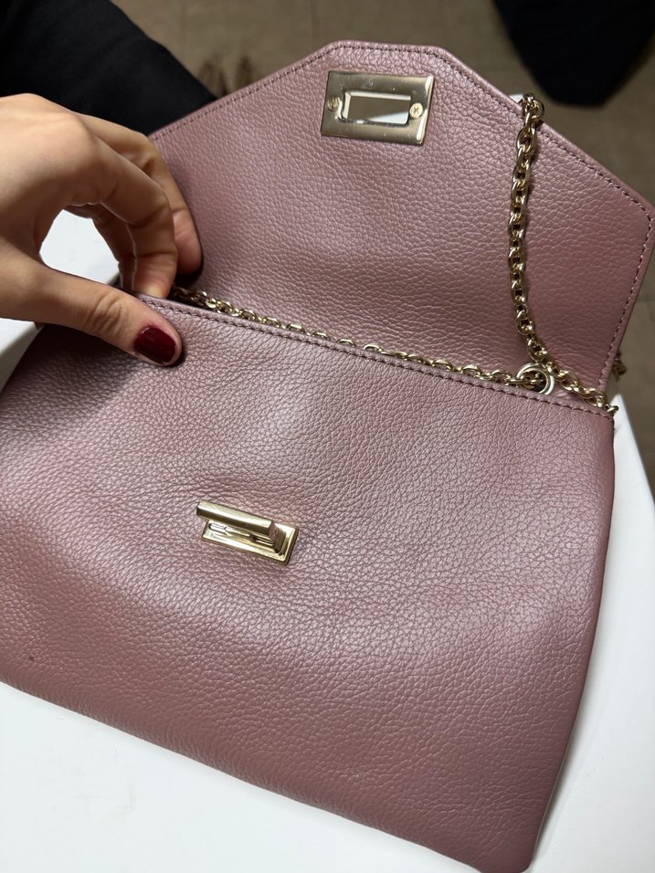 Bordo Deri Zincir Detaylı Kadın Çanta - Görsel 2