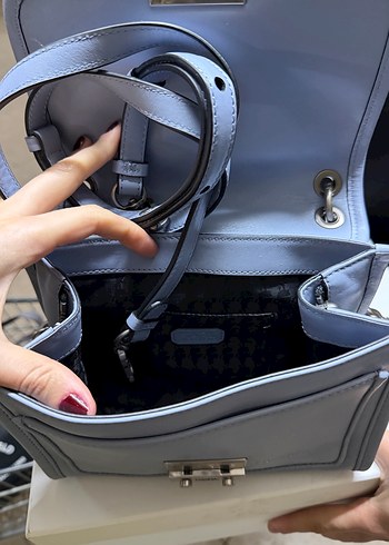 Karl Lagerfeld Mavi Deri Kadın Çanta - Görsel 6