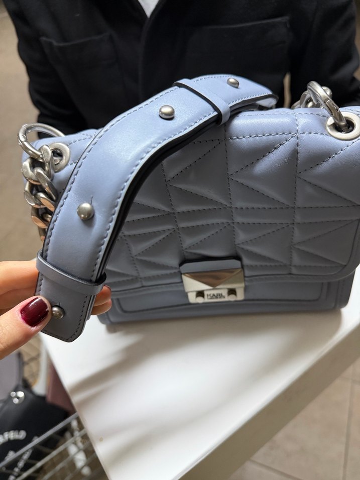 Karl Lagerfeld Mavi Deri Kadın Çanta - Görsel 4