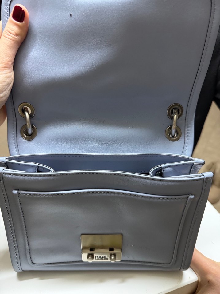 Karl Lagerfeld Mavi Deri Kadın Çanta - Görsel 5