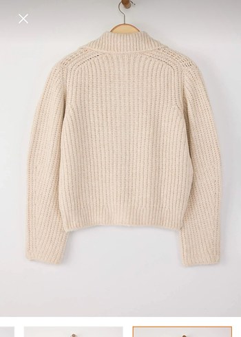 Milla Bej Yüksek Yakalı Örgü Kadın Kazak - Görsel 5