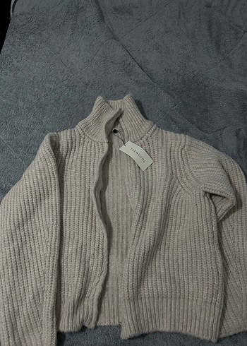 Milla Bej Yüksek Yakalı Örgü Kadın Kazak - Görsel 2