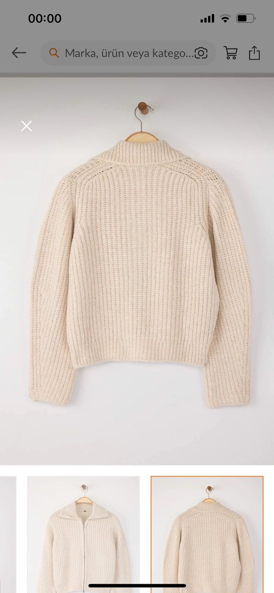 Milla Bej Yüksek Yakalı Örgü Kadın Kazak - Görsel 5