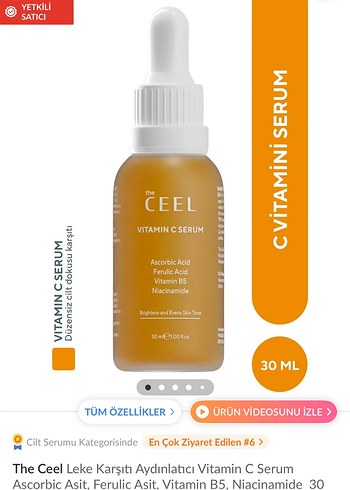 The Ceel Leke Karşıtı Aydınlatıcı C Vitamini Serumu 30 ml