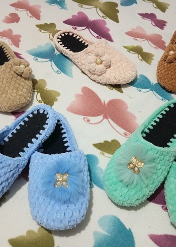 Renkli Örgü Kadın Ev Terlikleri - Görsel 6