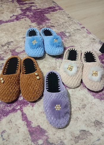 Renkli Örgü Kadın Ev Terlikleri - Görsel 7