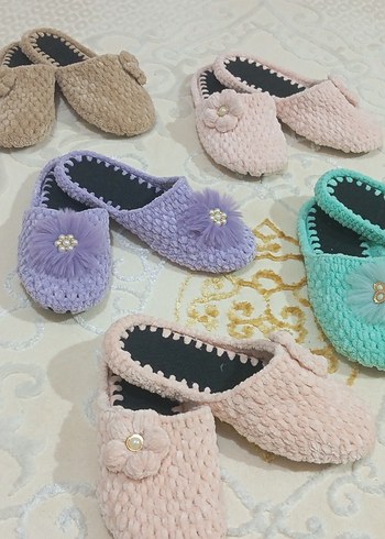 Renkli Örgü Kadın Ev Terlikleri - Görsel 5