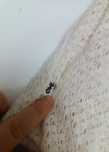 Beyaz Nakışlı Örgü Bebek Kız Tulum - Görsel 5