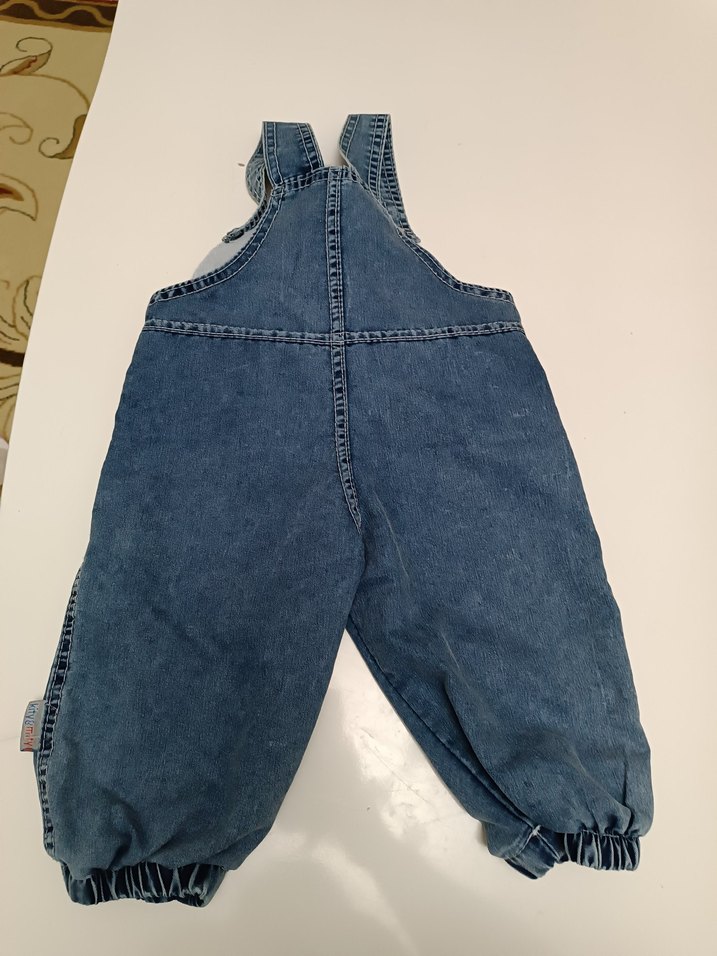 Nakışlı Mavi Kot Çocuk Salopet - Görsel 3