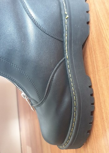 Deri Siyah Platform Topuklu Gotik Botlar - Görsel 9