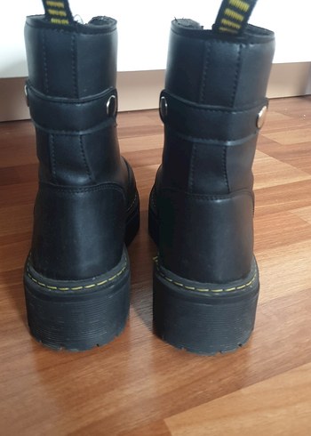 Deri Siyah Platform Topuklu Gotik Botlar - Görsel 3