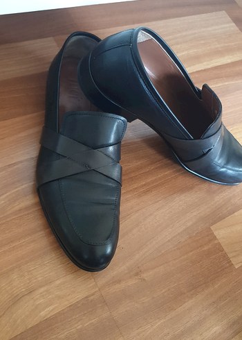 siyah Deri Tokalı Topuklu erkek Ayakkabı 44 numara - Görsel 8