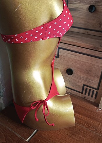 diğer Beden kırmızı Renk Kırmızı Puantiyeli Strappy Mini Monokini 14 yaş