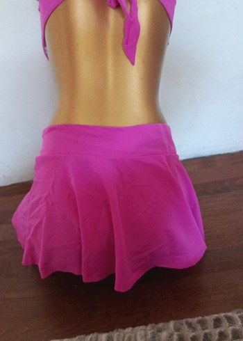40 Beden pembe Renk Pembe Bağcıklı Drapeli Mini Bikini