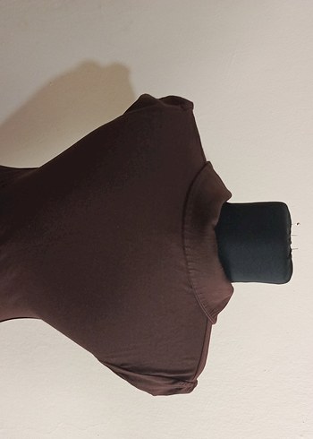 Kahverengi V Yaka Midi Elbise - Görsel 7