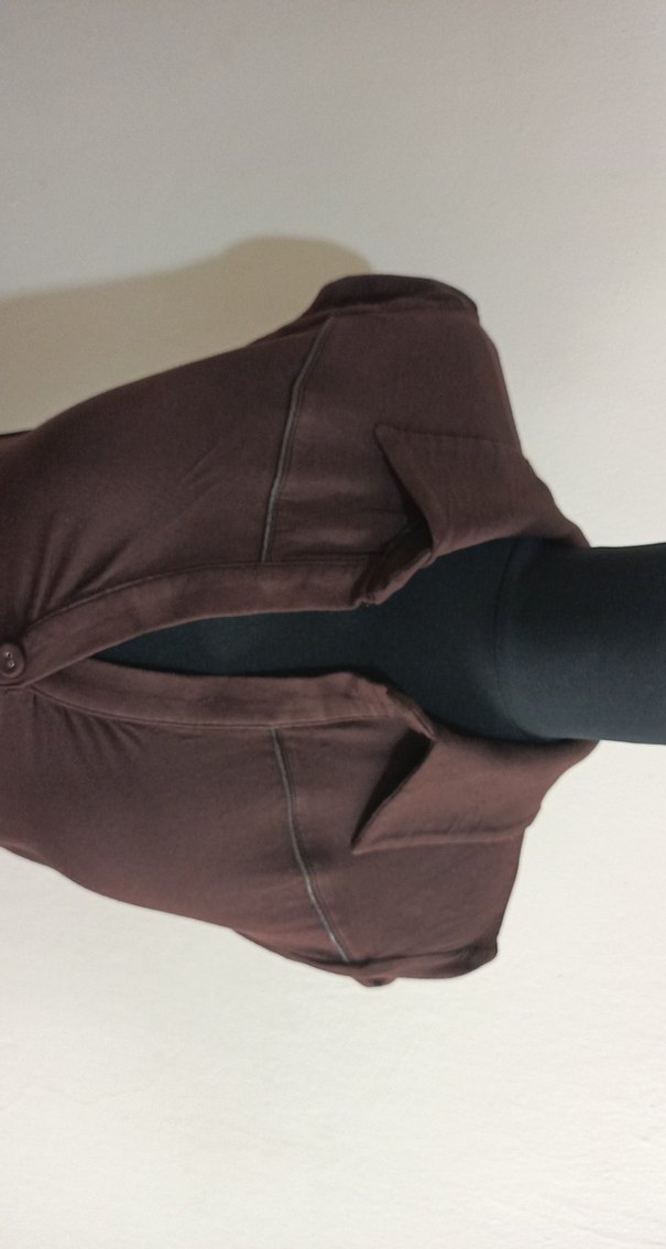 Kahverengi V Yaka Midi Elbise - Görsel 4