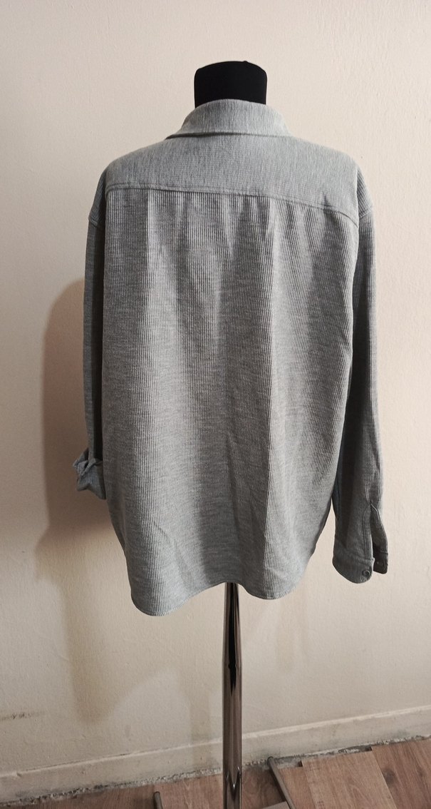 Gri Erkek Keten Gömlek, Uzun Kollu, Düğmeli - Görsel 4