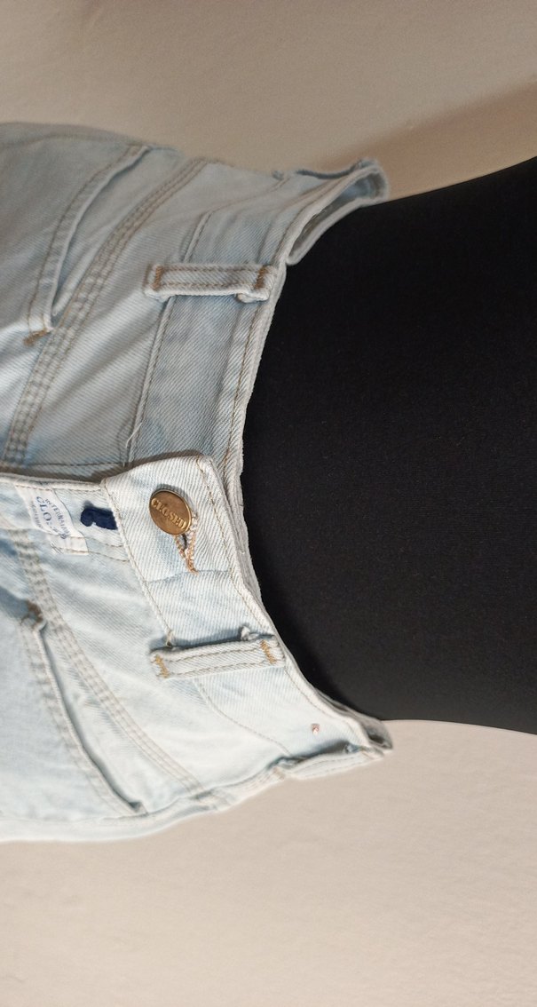 Kadın Beyaz Kot Mini Şort - Görsel 2