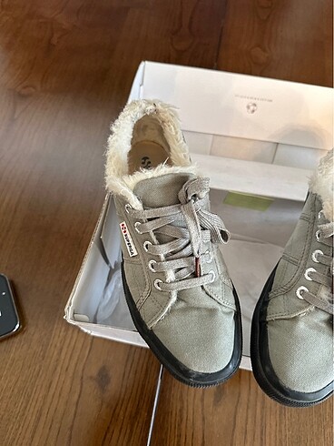 38 Beden gri Renk Superga Tüylü Ayakkabı 38 Numara