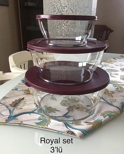 Tupperware Royal 3'lü Set Mürdüm Kapak